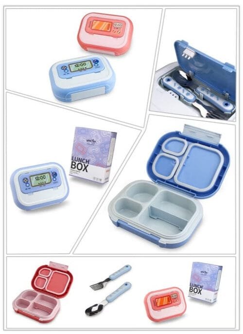 Leakproof Bento Lunch Box with 4 Compartments, Spoon & Fork for Kids, Adults, School, Work